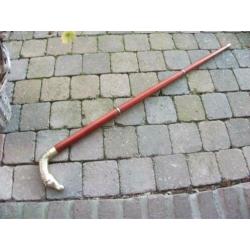 wandelstok flaneerstok hardhout koper messing