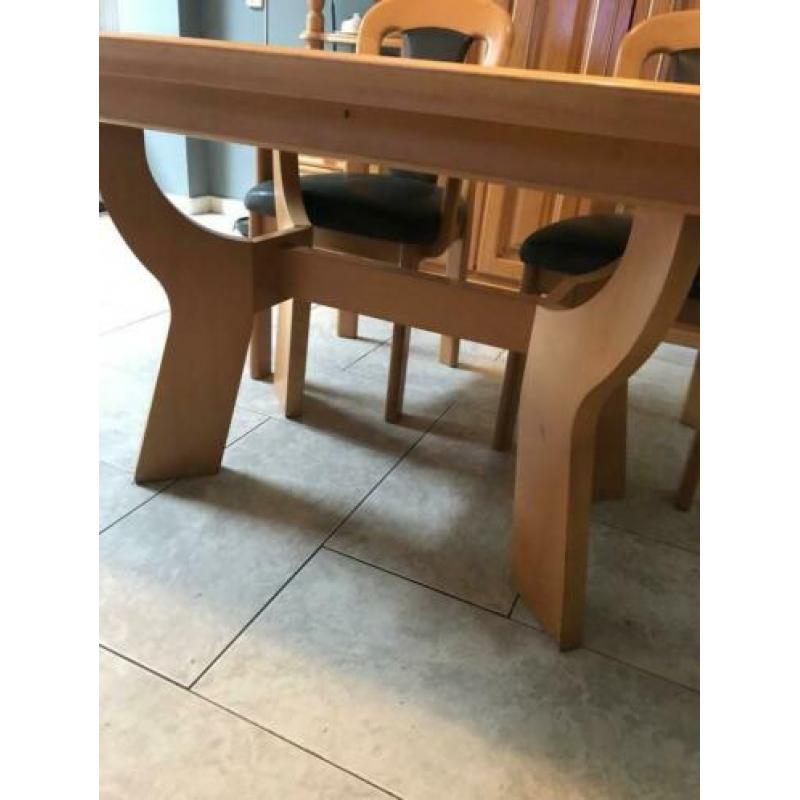 Eikenhouten Tafel + 4 Eikenhouten Stoelen