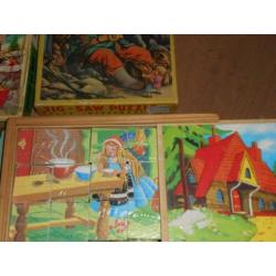 Vintage houten sprookjes puzzels in doos Simplex