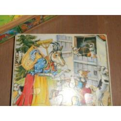 Vintage houten sprookjes puzzels in doos Simplex