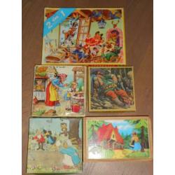 Vintage houten sprookjes puzzels in doos Simplex