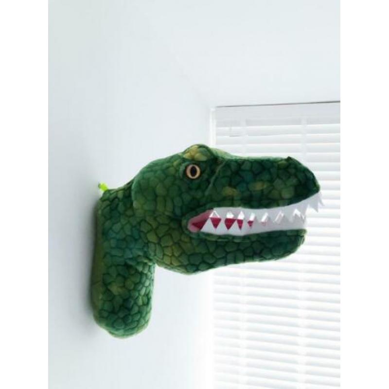 Nieuw! Pluche dierenkop T-rex. Wanddecoratie. Kinderkamer.