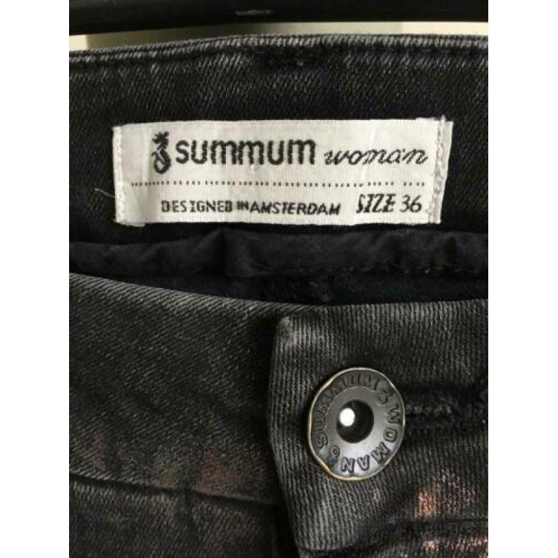 Summum skinny jeans zwart metallic details stretch maat 36