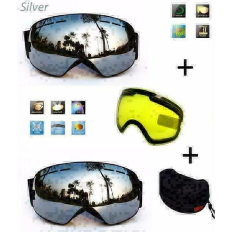 Stoere luxe Ski bril met verwisselbare dubbele extra lens !!