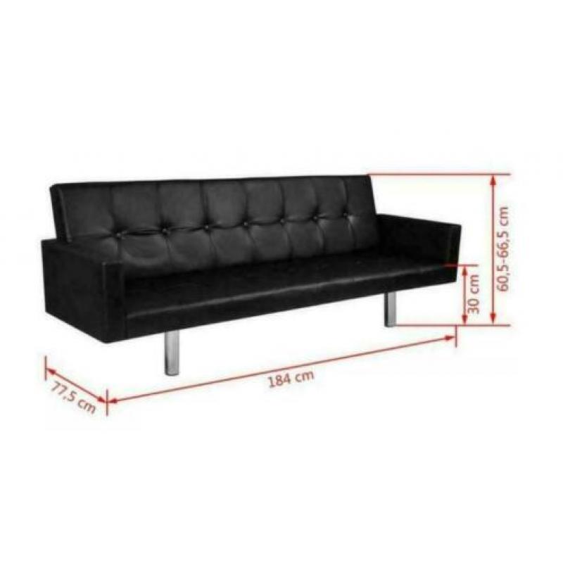 Zwarte Sofa loungebank slaapbank + armleuning , 168CM