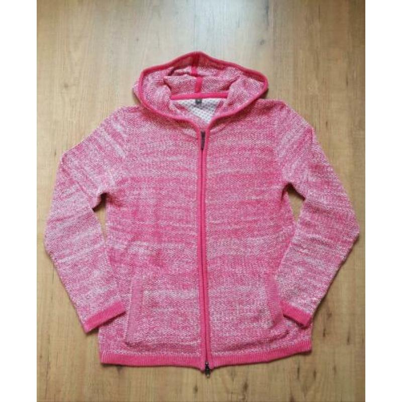 Rits VEST met capuchon Roze/Wit, steekzakken Mt M ,1x gedrag