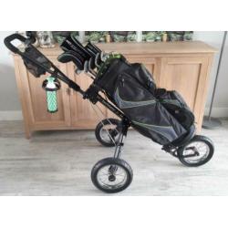 Graphite golfset met 3-wiel trolley rechtshandig R-flex