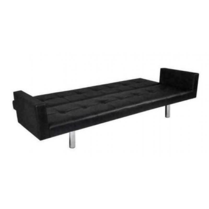 Zwarte Sofa loungebank slaapbank + armleuning , 168CM