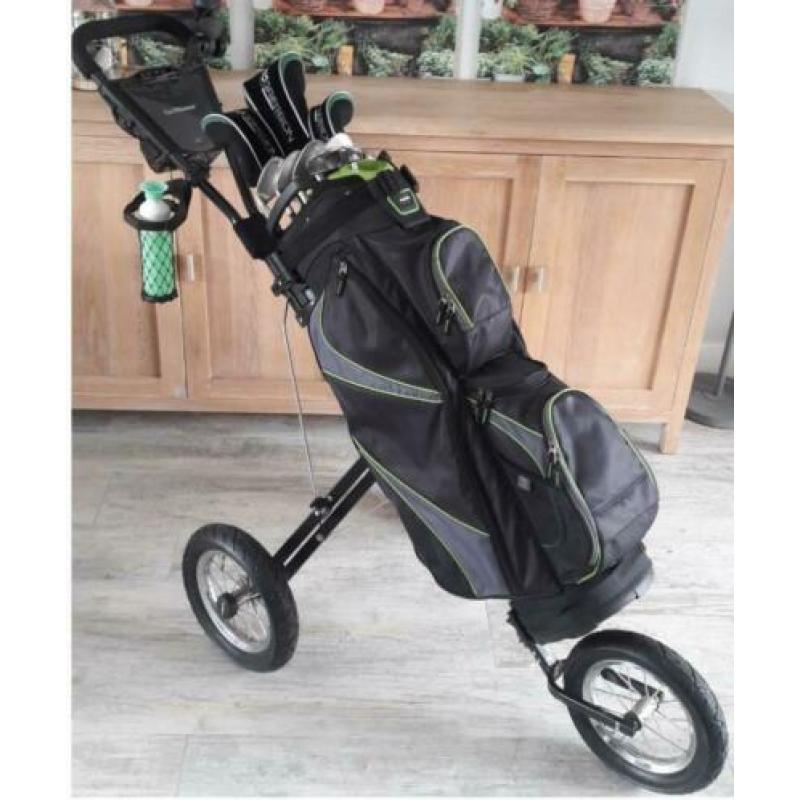 Graphite golfset met 3-wiel trolley rechtshandig R-flex