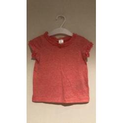 H&M baby meisje 68 shirtje roze gemeleerd ruches | ZGAN