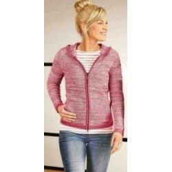 Rits VEST met capuchon Roze/Wit, steekzakken Mt M ,1x gedrag