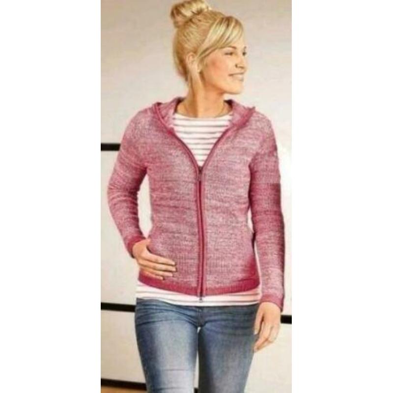 Rits VEST met capuchon Roze/Wit, steekzakken Mt M ,1x gedrag