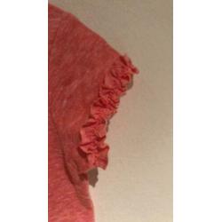 H&M baby meisje 68 shirtje roze gemeleerd ruches | ZGAN