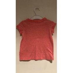 H&M baby meisje 68 shirtje roze gemeleerd ruches | ZGAN