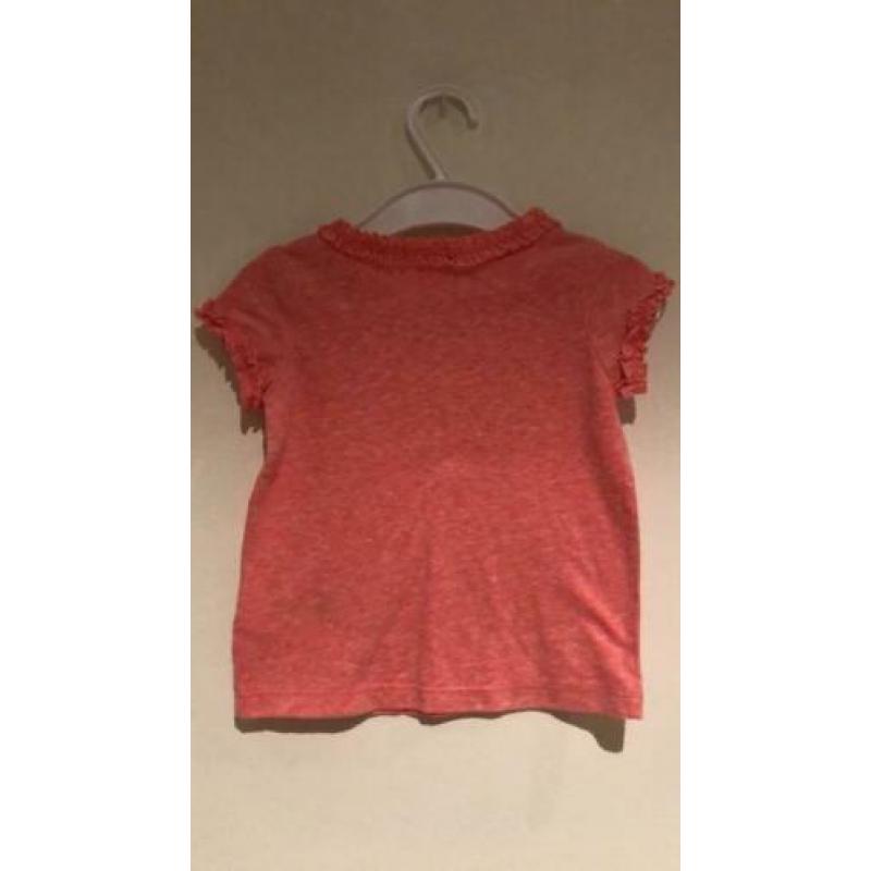 H&M baby meisje 68 shirtje roze gemeleerd ruches | ZGAN