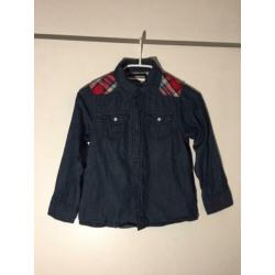 Denim Blouse Overhemd Blauw Patch Werk Maat 122 6-7 jaar