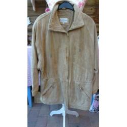 Mooie Beige Vintage Suede Dames Jas Vroom en Dreesman Mt 40