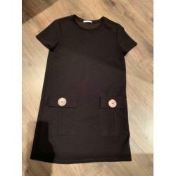 ZARA LBD zwart kort jurkje met knopen en grote zakken NIEUW