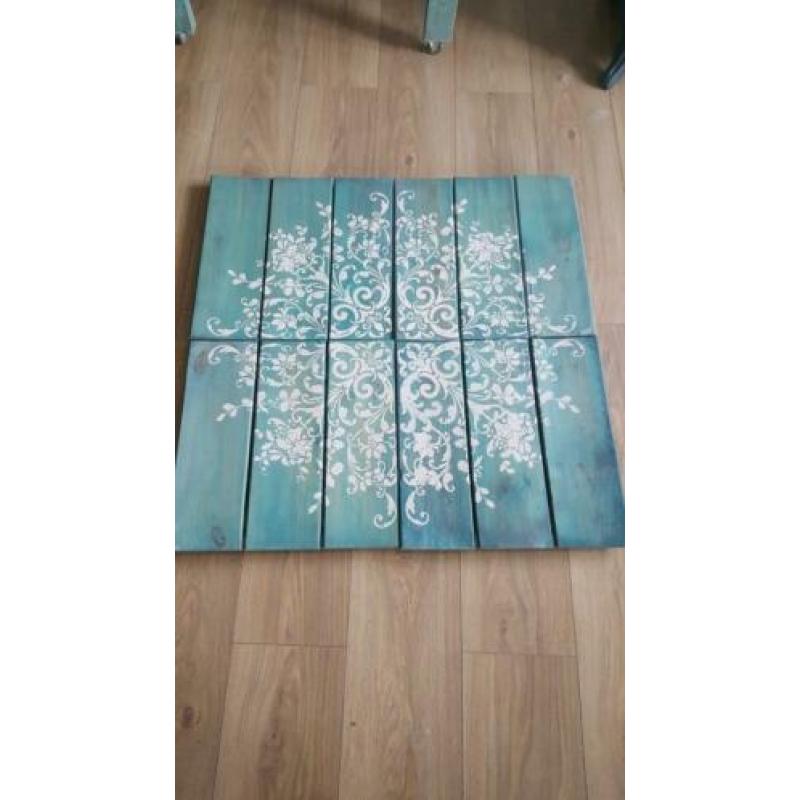 Houten wanddecoratie 82x82 cm