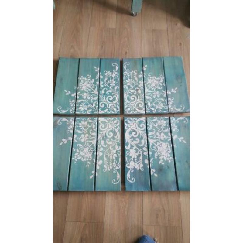 Houten wanddecoratie 82x82 cm