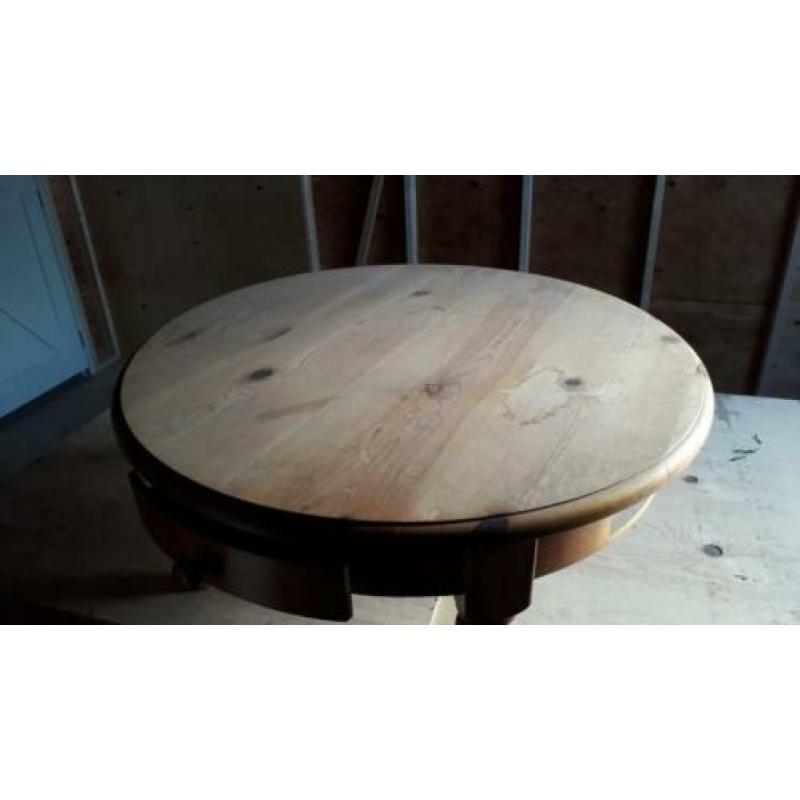 Houten ronde tafel Diameter 90 CM Kamertafel met 4 lades