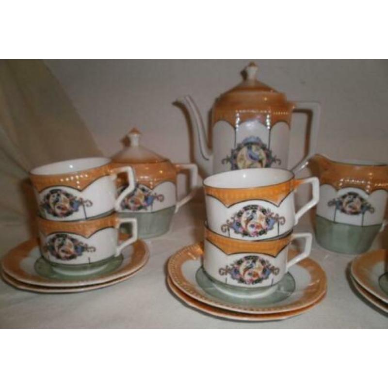 Antiek porselein thee/koffie servies,