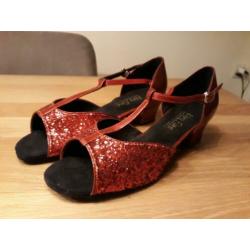 Dansschoenen rood glitters maat 38