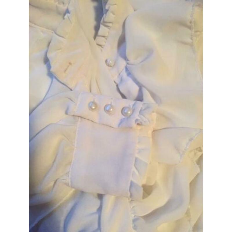 Made in Italy 36/38 roezel blouse wit/offwhite