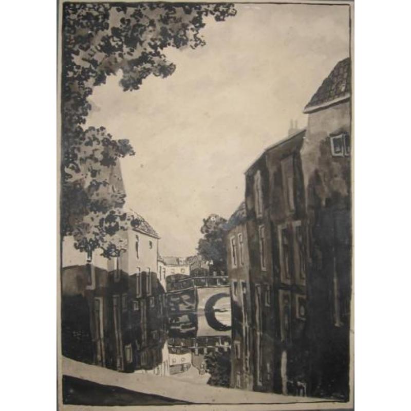 Bob Brobbel: Oudewater met Visbrug 1930