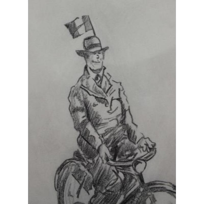 Herman Moerkerk (1879-1949) tekening fietsende man