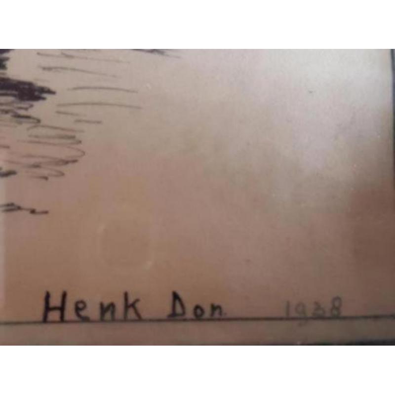 pentekening platbodem botter gesigneerd Henk Don 1938