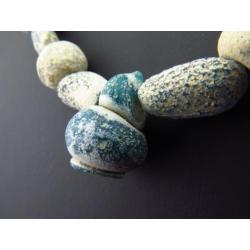 Egyptian necklace made of blue/green glass beads