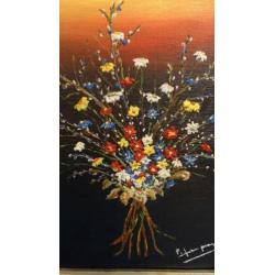 Paul van Pee "bloemen" olieverf op doek