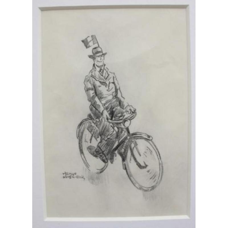 Herman Moerkerk (1879-1949) tekening fietsende man