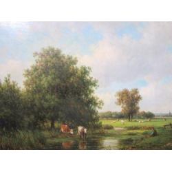 =koeien in landschap bij OOSTERHOUT==Willem Vester 1824-1871