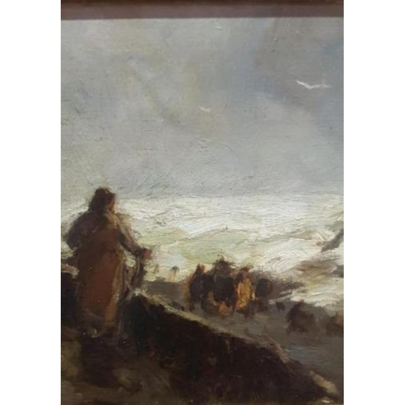 paneel, 17 x 31, 'Aan de Hollandsche kust'',H. van Steenwijk