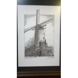 Tekening Korenmolen van Bavel incl. lijst