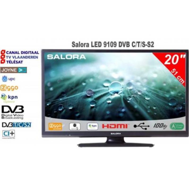 Salora 20 Inch LED 9109 DVB C/T-T2/S-S2 HD óók 12V!!!