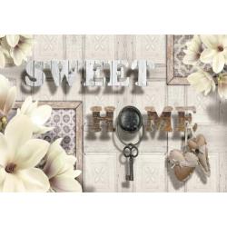 Hout fotobehang Sweet Home blauw/paars, Sfeer wand behang