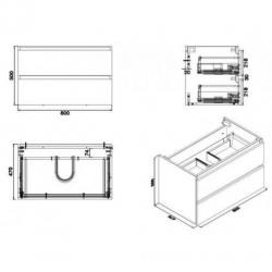 Badkamermeubel Luna 80X47 Met Wastafel Hoogglans Grijs (2...