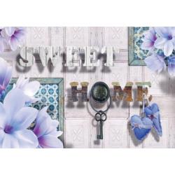 Hout fotobehang Sweet Home blauw/paars, Sfeer wand behang