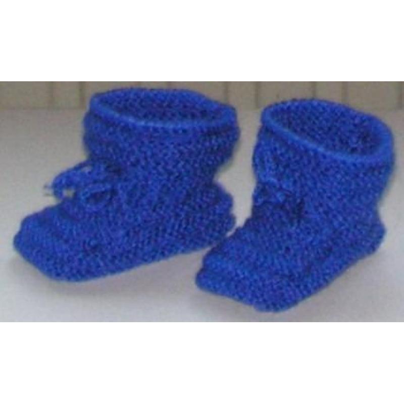 Baby Booties in Koningsblauw, 0-3 m. handgebreide slofjes