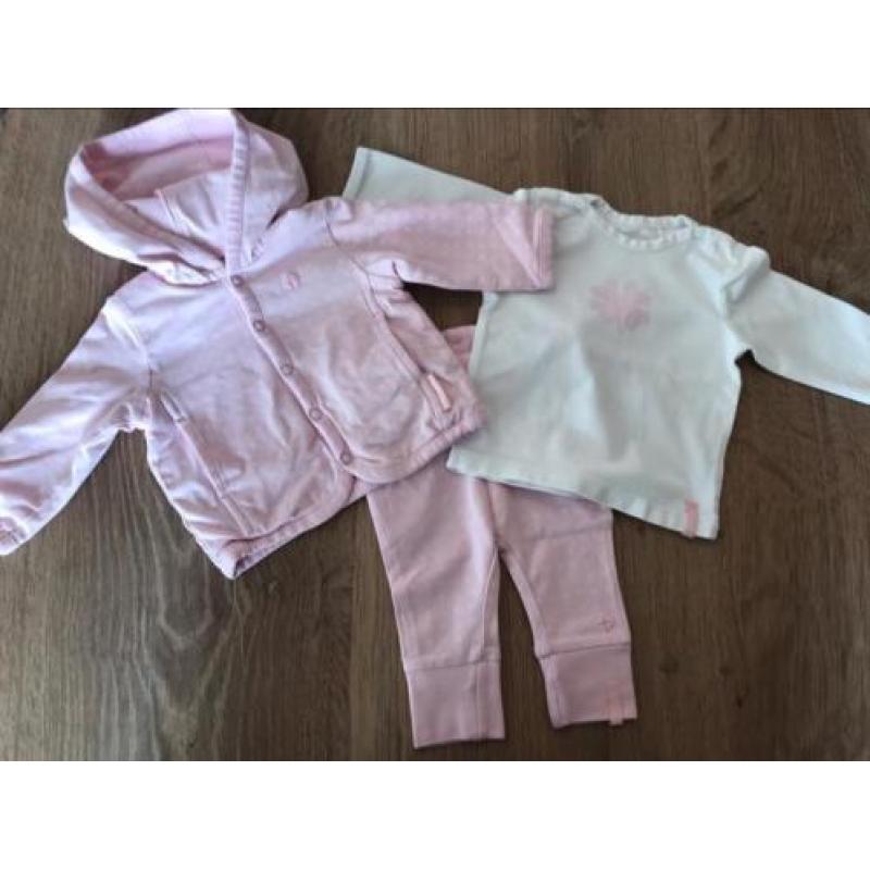 Newborn setje Noppies maat 50 jasje broekje shirtje roze wit