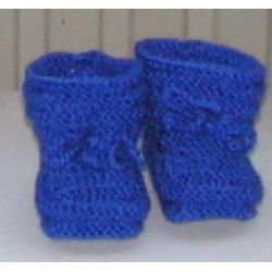 Baby Booties in Koningsblauw, 0-3 m. handgebreide slofjes