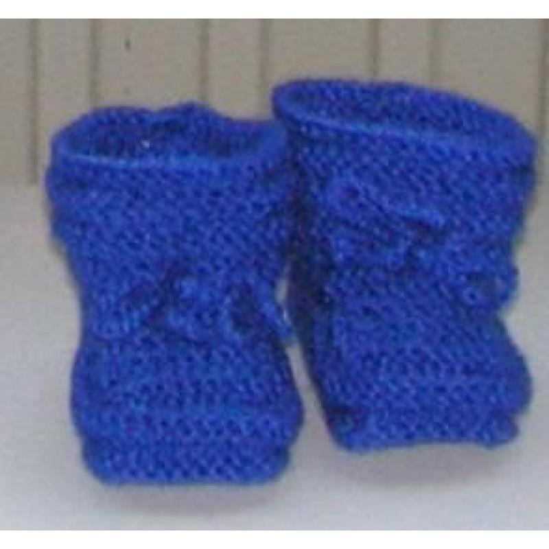 Baby Booties in Koningsblauw, 0-3 m. handgebreide slofjes