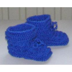 Baby Booties in Koningsblauw, 0-3 m. handgebreide slofjes